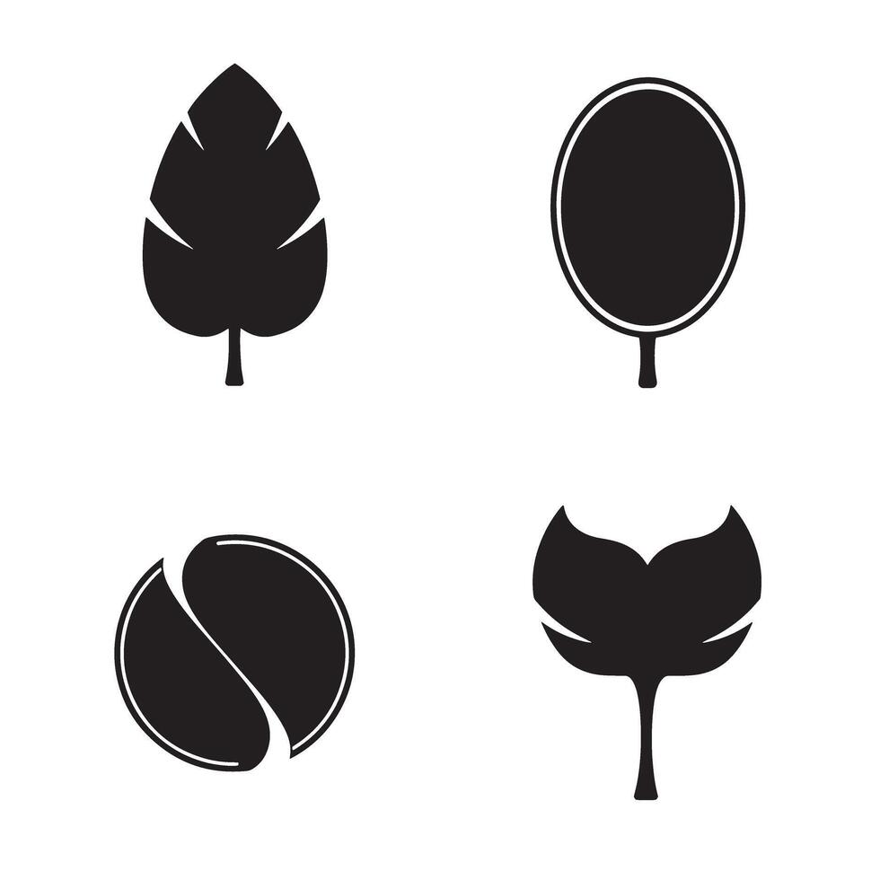 illustration of four different abstract stylized leaf designs suitable for use in various projects and logos vector