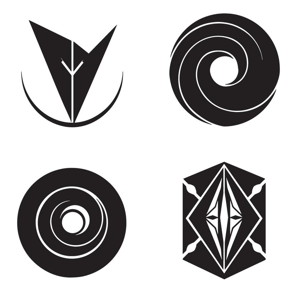 Abstract geometric black and white logos and symbols design elements for branding business projects and graphic design vector