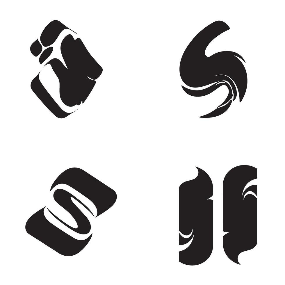 Set of four unique and modern black graphic design elements on a clean white background great for branding and identity vector