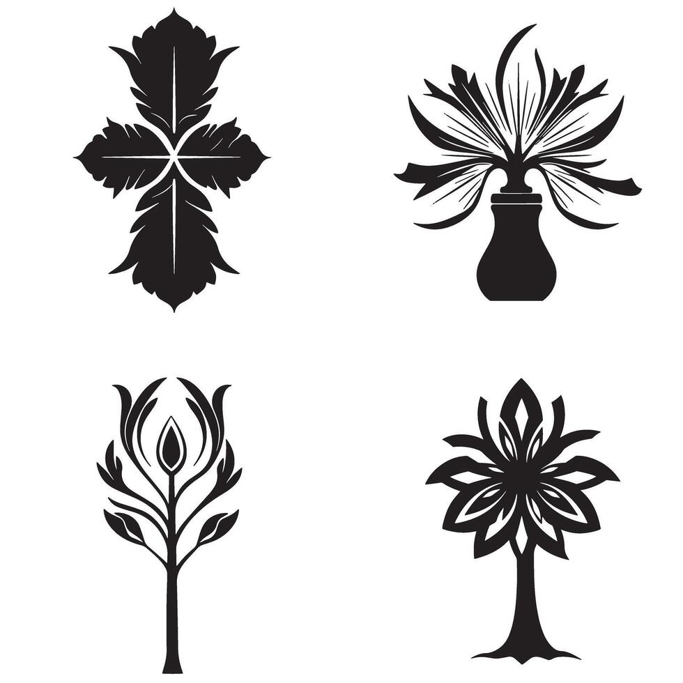 Elegant botanical illustrations showcasing artistic floral designs perfect for various design elements and decorative uses vector