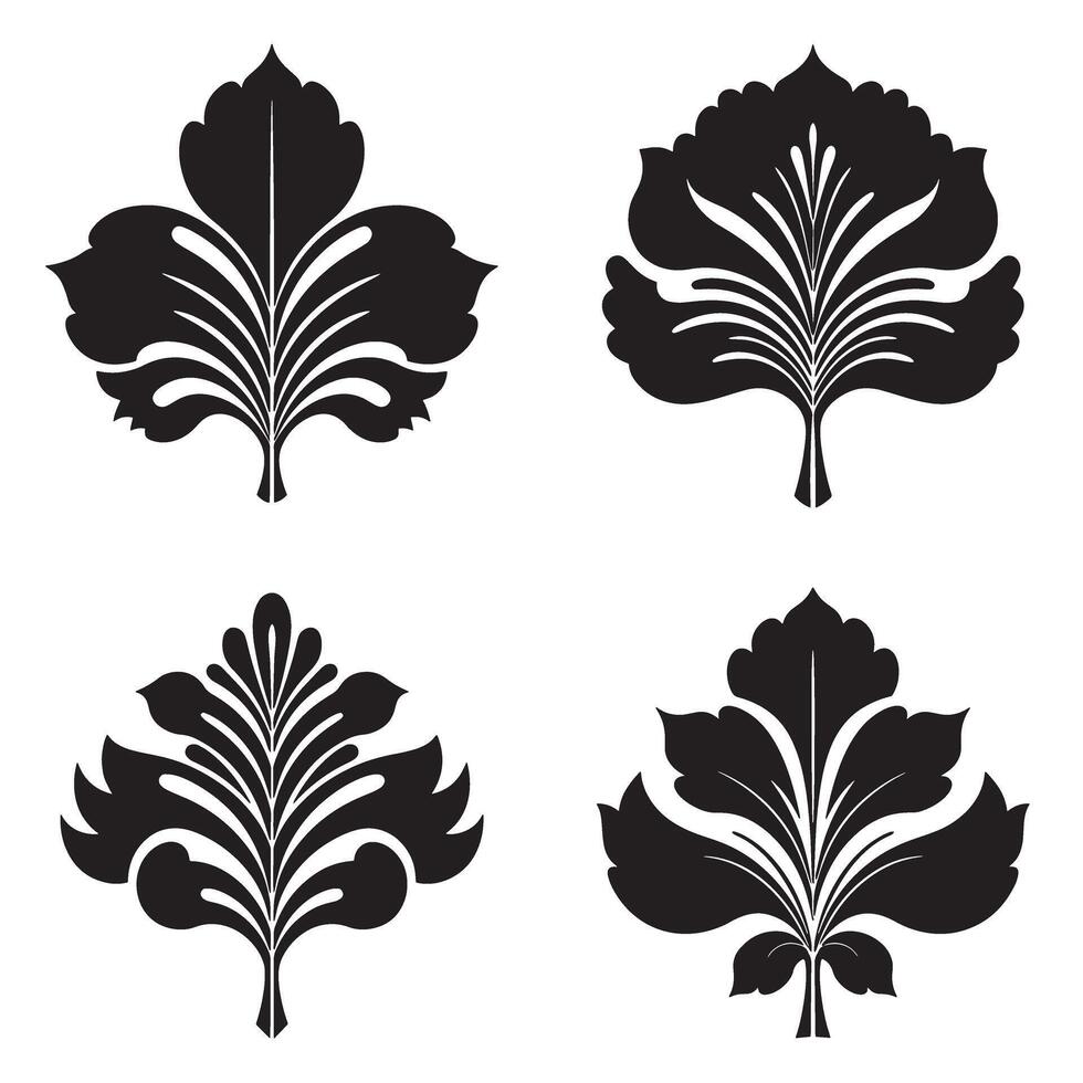 Elegant black and white floral leafy design elements for decorative ornaments and design projects with classic style vector