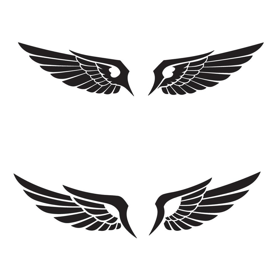 illustration of black wing sets in various arrangements suitable for graphic design projects vector