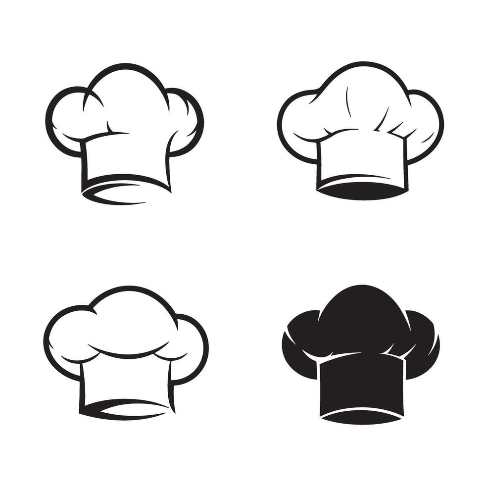 Collection of stylized chef hats featuring various design styles representing culinary professionals and cooking concepts. vector