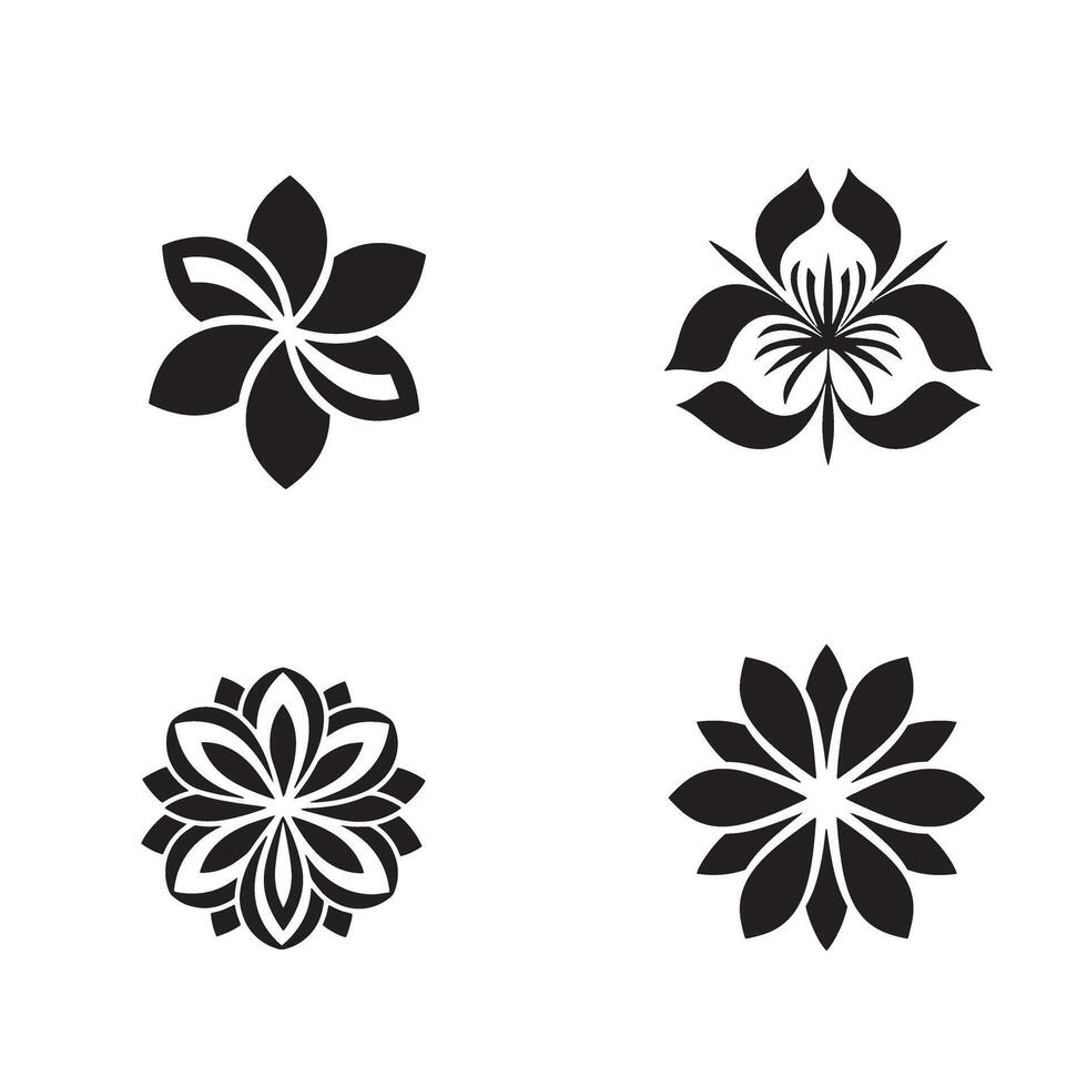 Elegant black and white floral ornament designs perfect for decorative elements and modern aesthetic applications vector