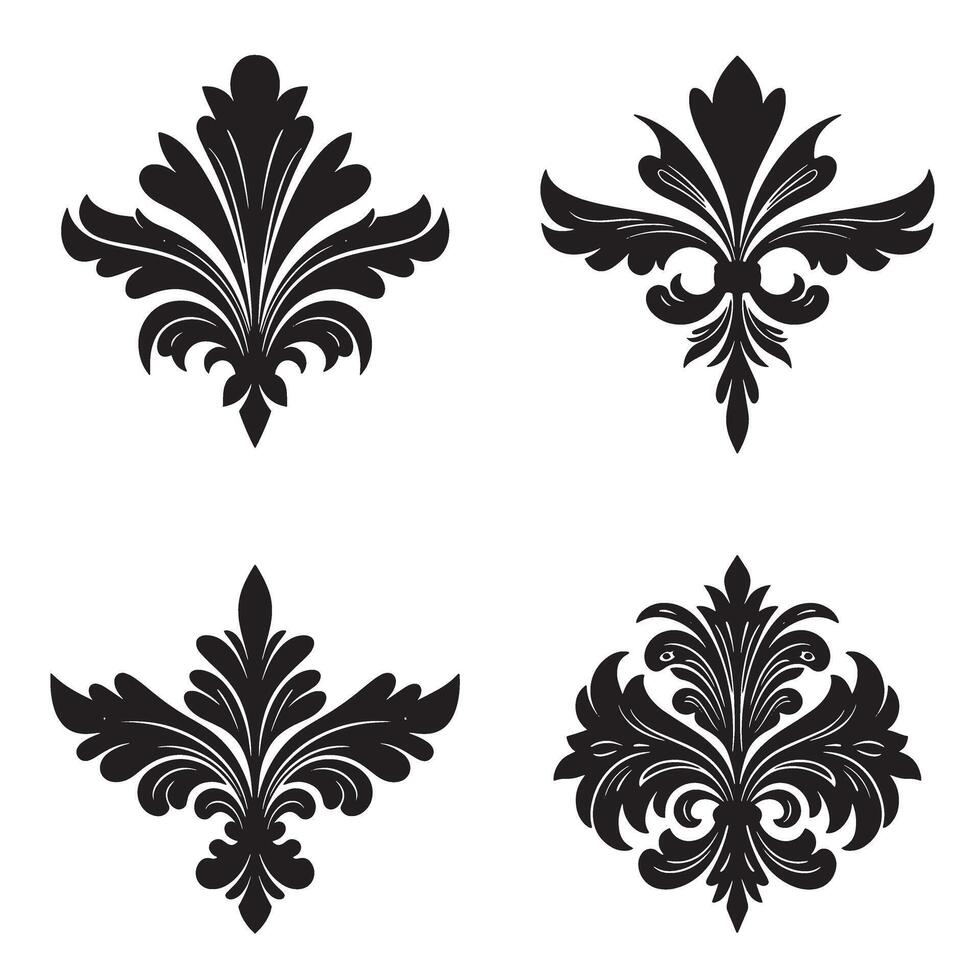 Decorative flourish design elements set in black color on white background for graphic design projects vector