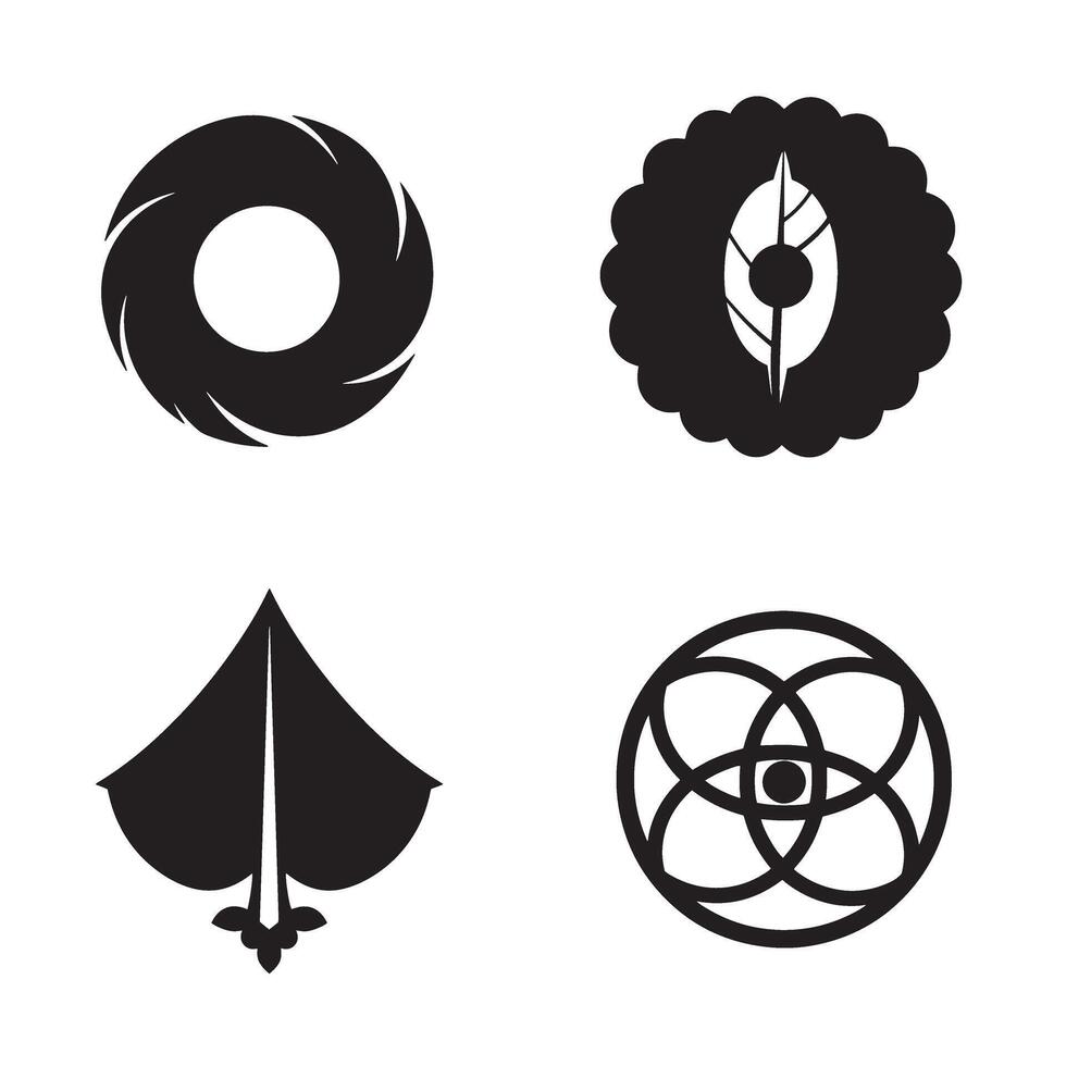 Minimalist black and white set featuring abstract shapes and geometric design elements vector