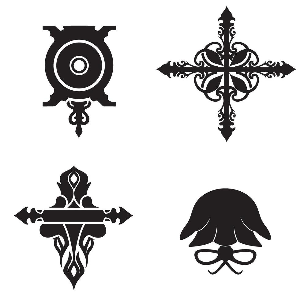 Decorative gothic style elements in black and white perfect for design vector