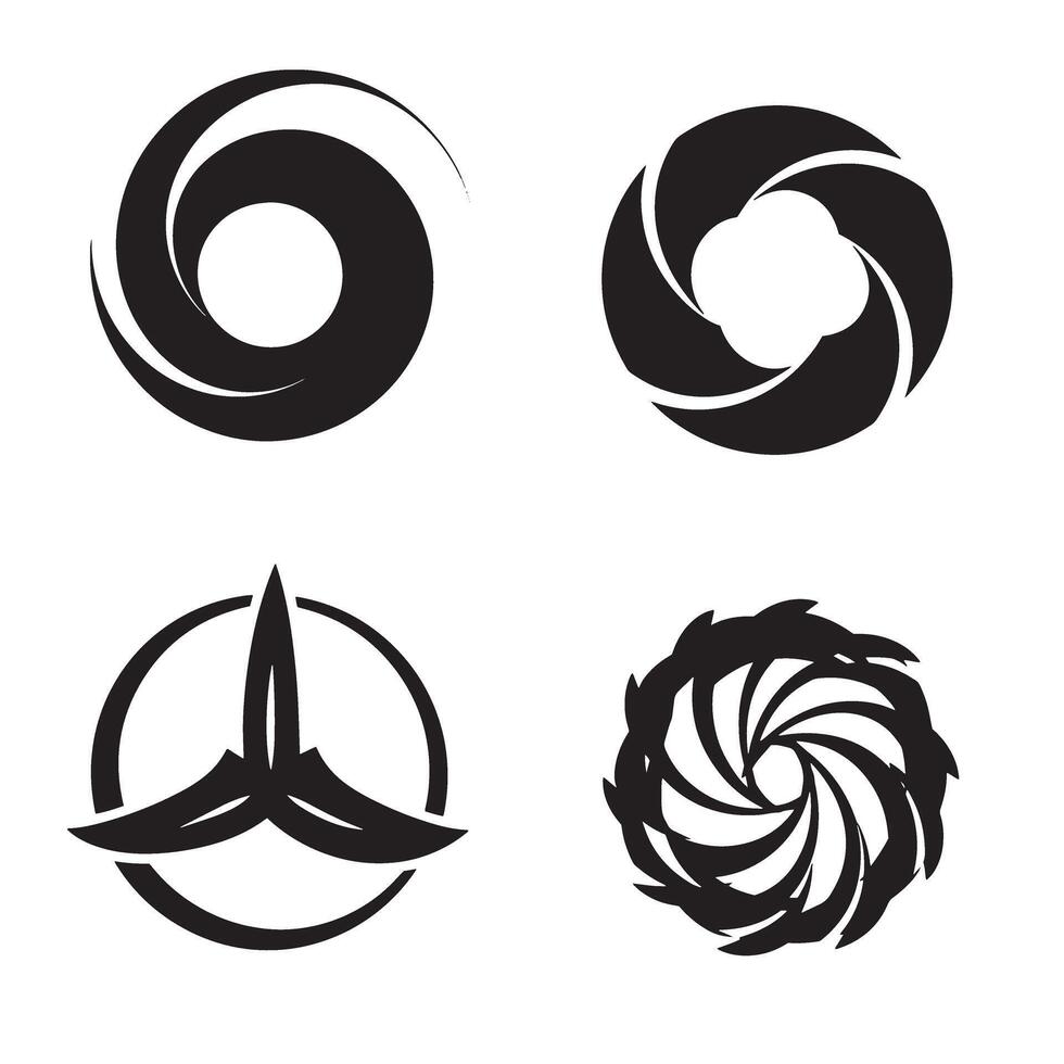 set of black circular design elements for modern logo design and branding vector