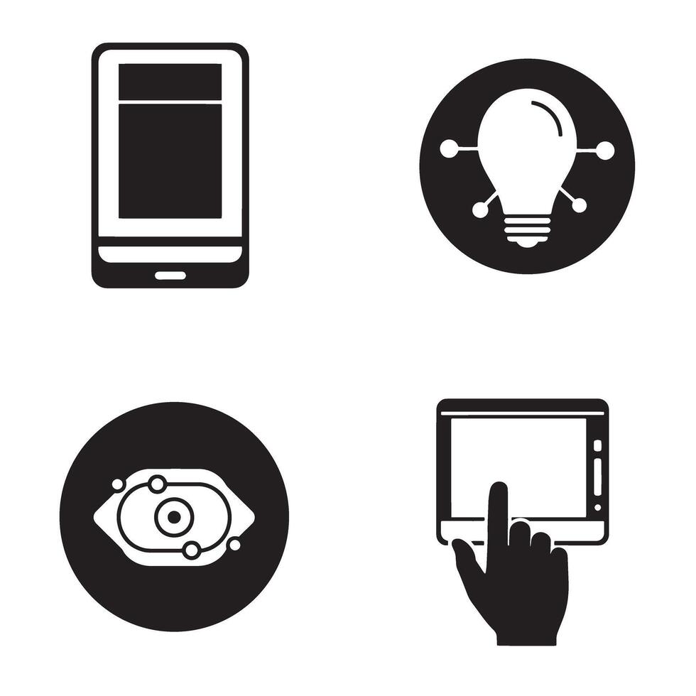 Modern technology icons representing innovation ideas and digital interaction for business and communication vector
