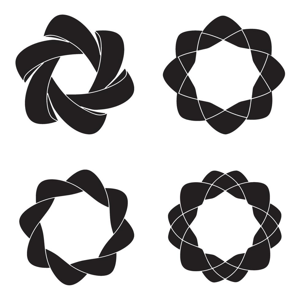 Abstract geometric designs in black and white featuring circular shapes vector