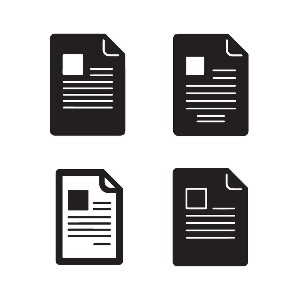 Set of documents icons with square and text representing files and information vector