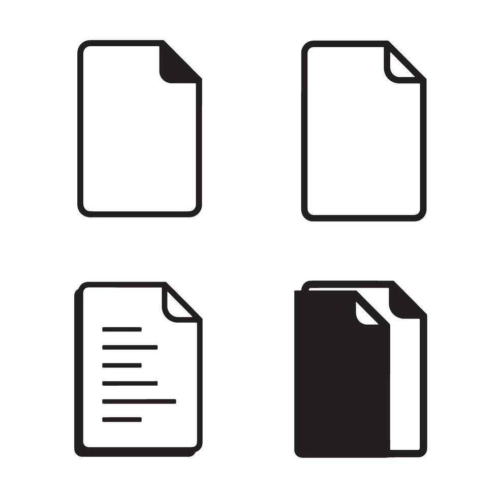 Minimalist icon set of document files for design and interface elements vector