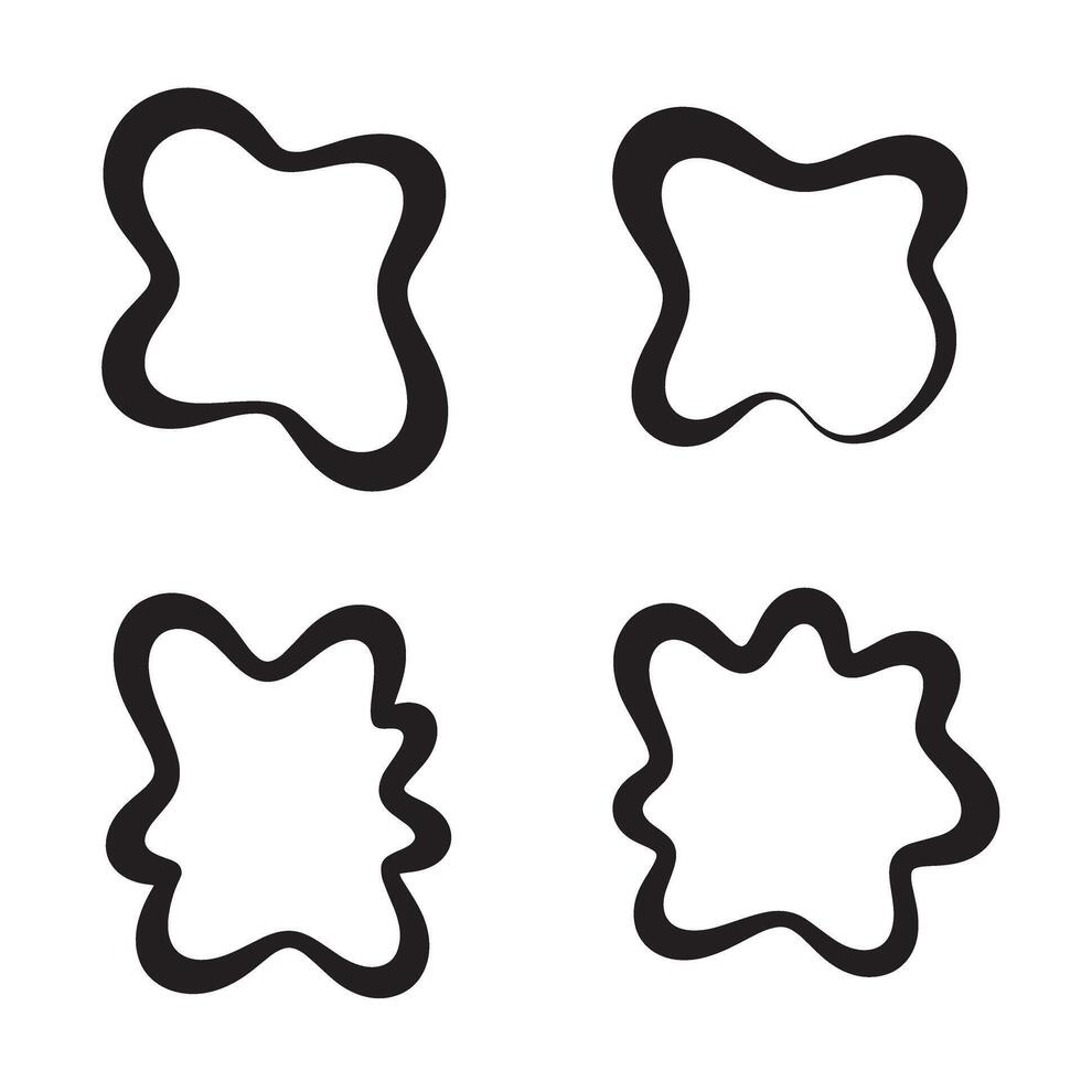 Simple black outlined abstract shapes for decorative or design elements vector