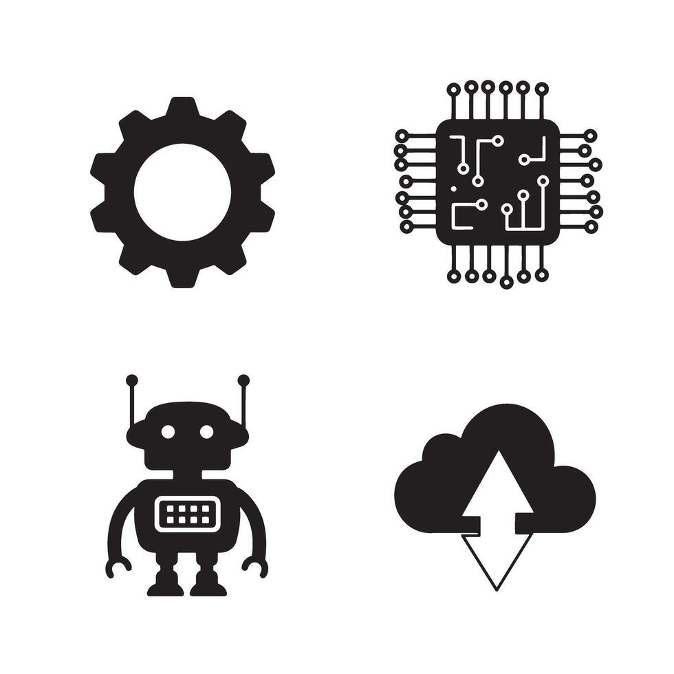Tech innovation and future technology icons set vector