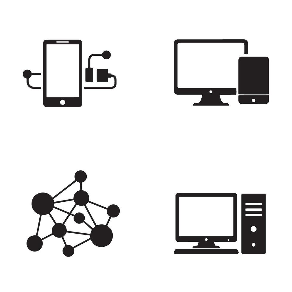 illustration set of modern electronic devices depicting technology concepts vector