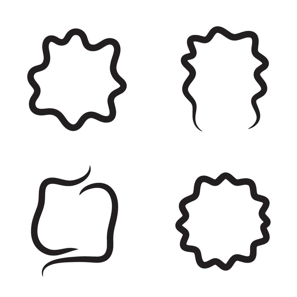 Abstract black wavy frame shapes on a white background for design elements vector