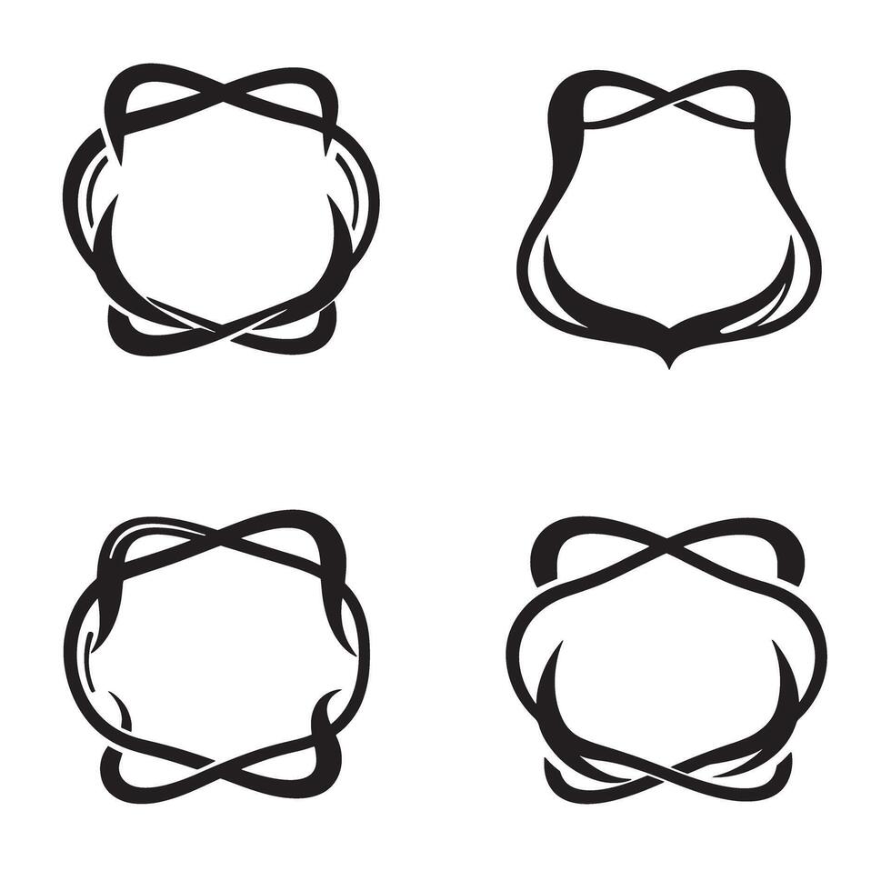 Set of four black and white ornamental design elements for decorative use vector
