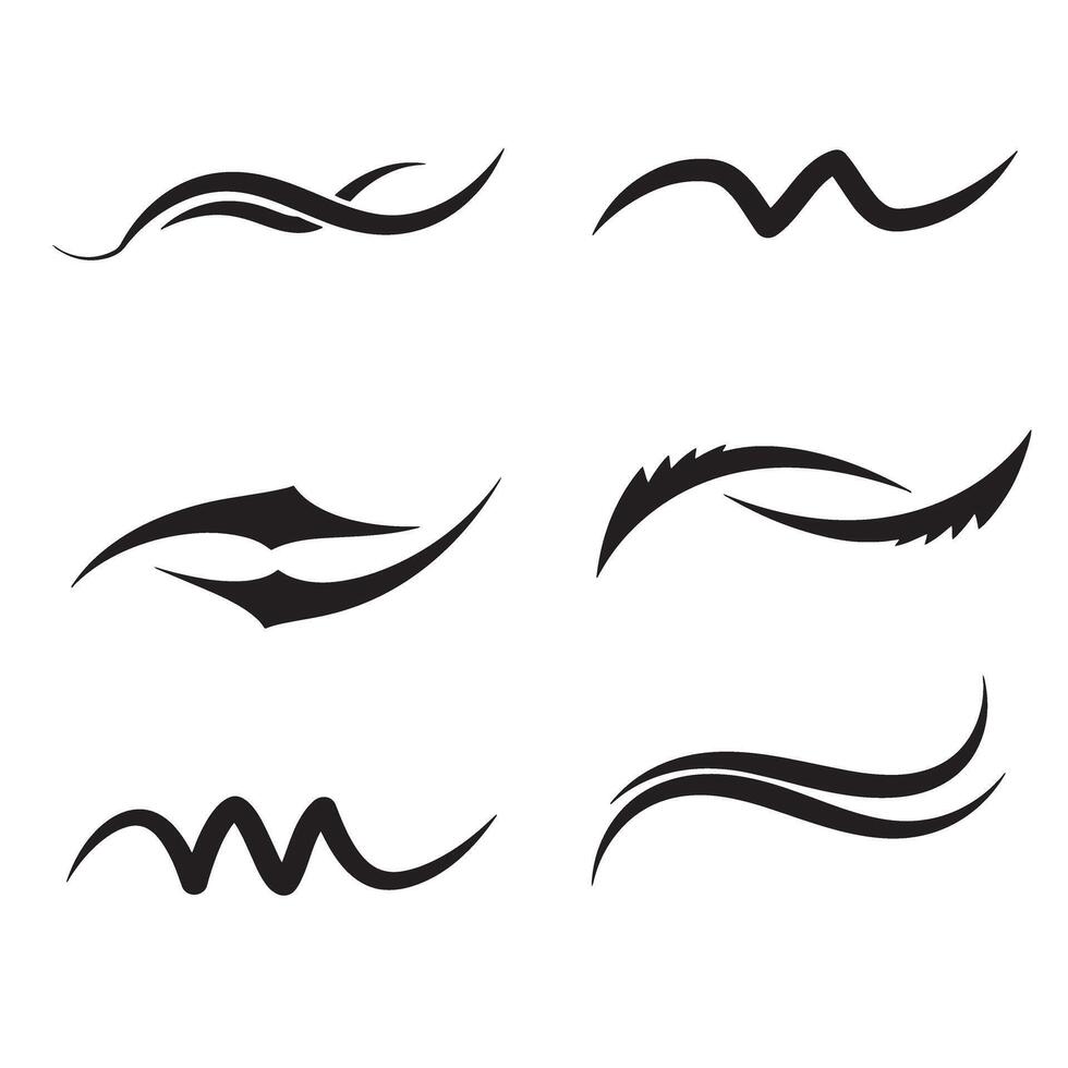 Set of six elegant black swirls and decorative design elements on a white background vector