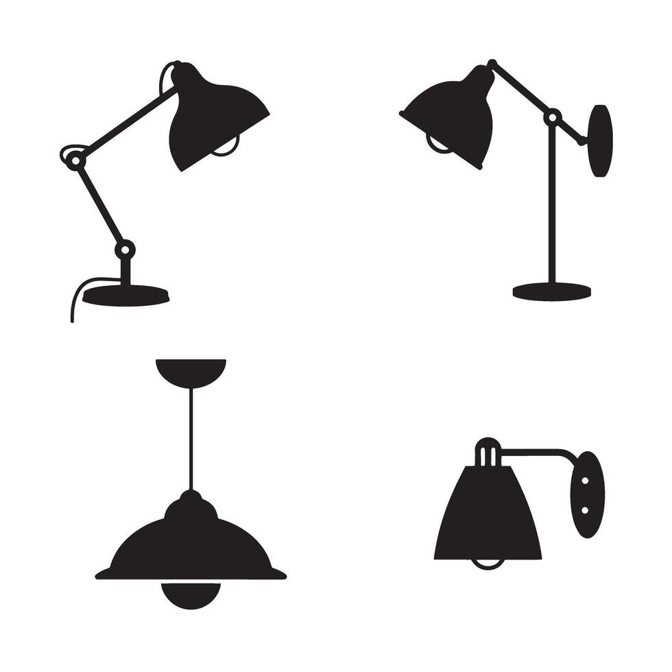 illustration of various modern lamp silhouette designs on a white background vector