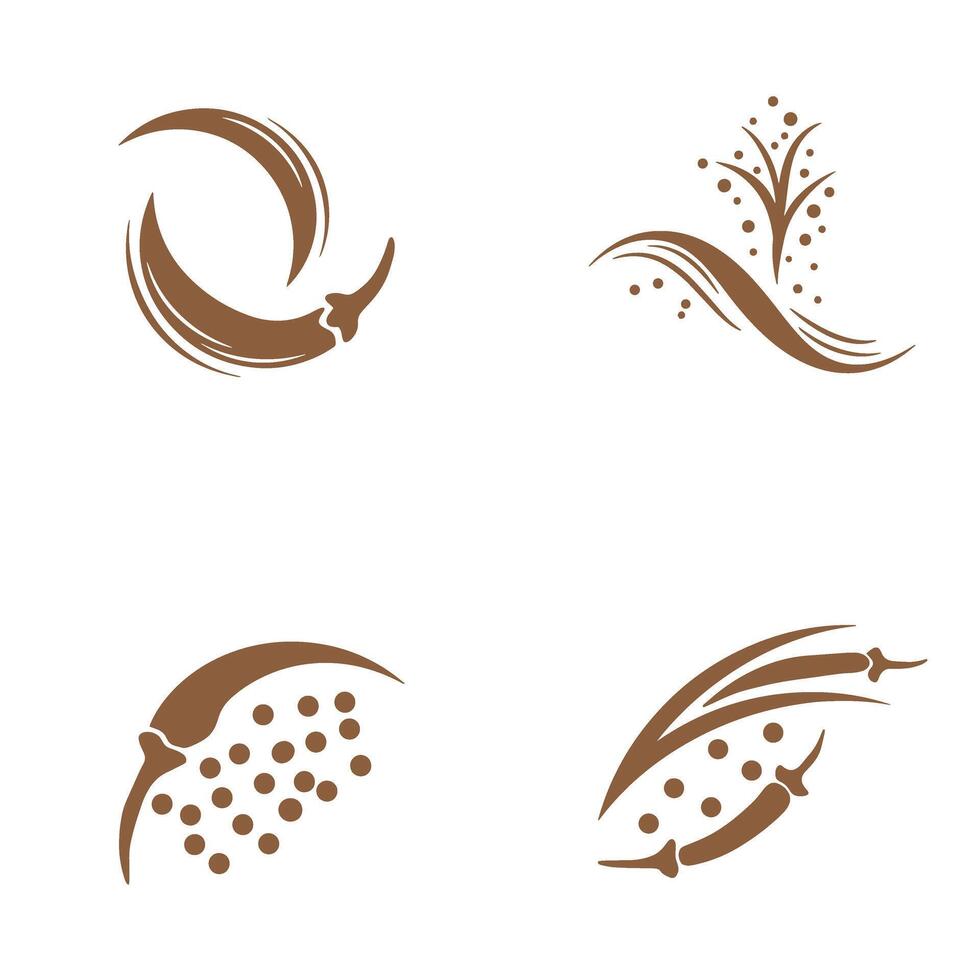 Abstract brown silhouette logos of spice elements for food and beverage design vector