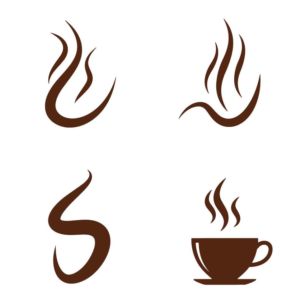 Coffee steam logos collection of brown silhouette illustrations for branding and design elements vector