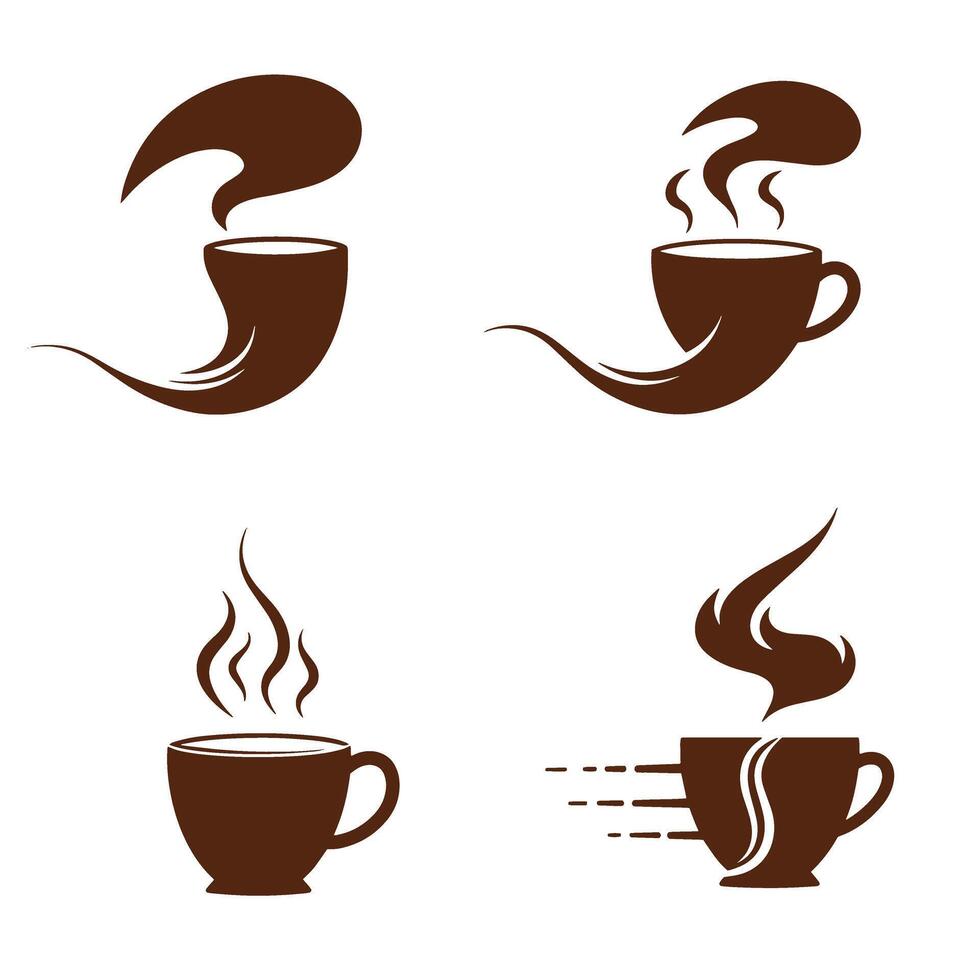 Stylish coffee cup silhouette designs in a collection suitable for cafe or beverage branding vector