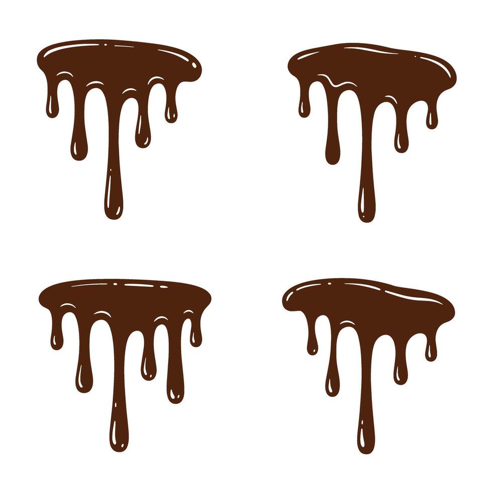 Chocolate drips set in silhouette style for design elements and food graphics vector