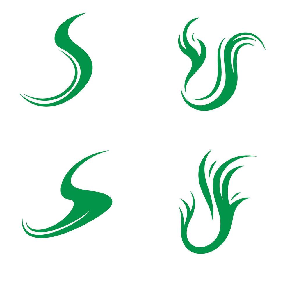 Set of green abstract shapes designs for branding and logos vector