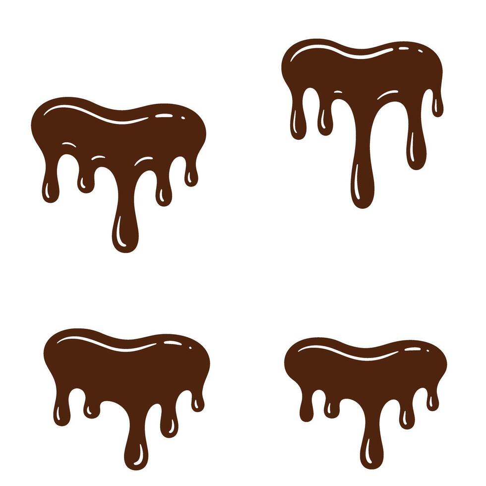 Four chocolate drips isolated on a white background silhouette design elements vector