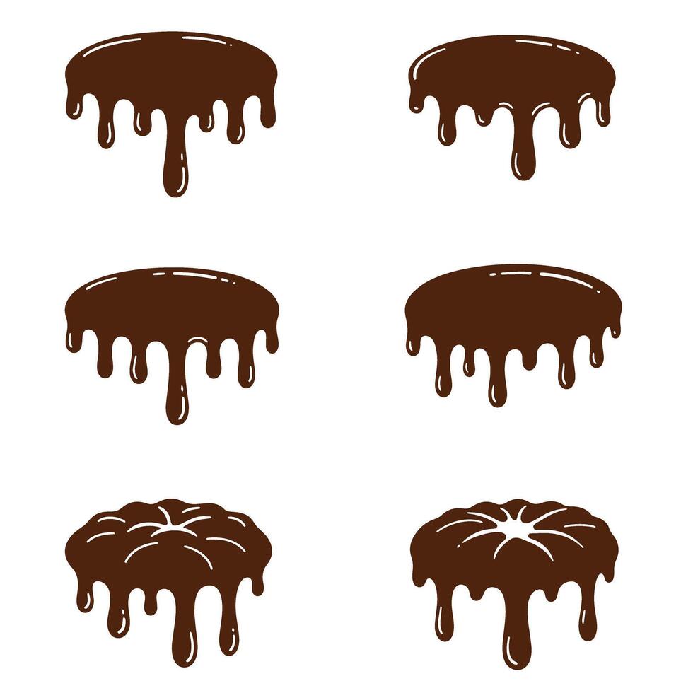 Delicious chocolate drip design elements in various styles for creative projects vector