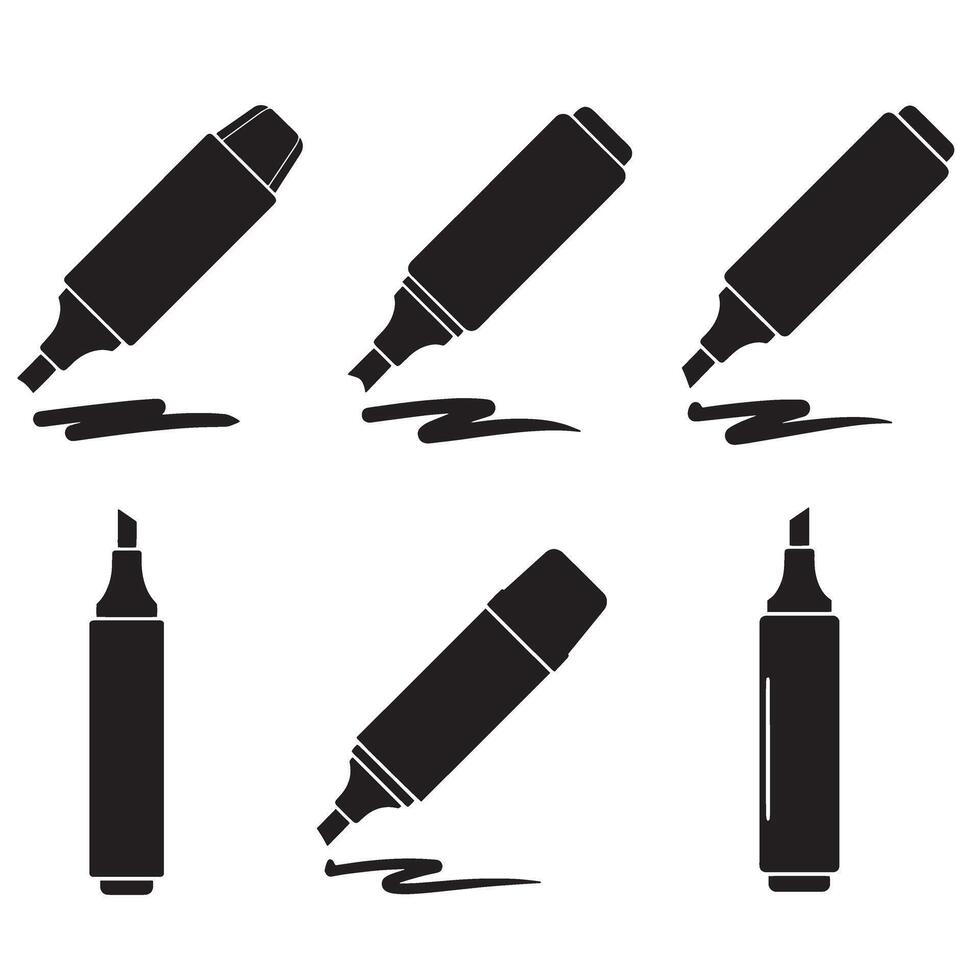 Simple silhouette of markers in various positions on a white background illustrative design vector