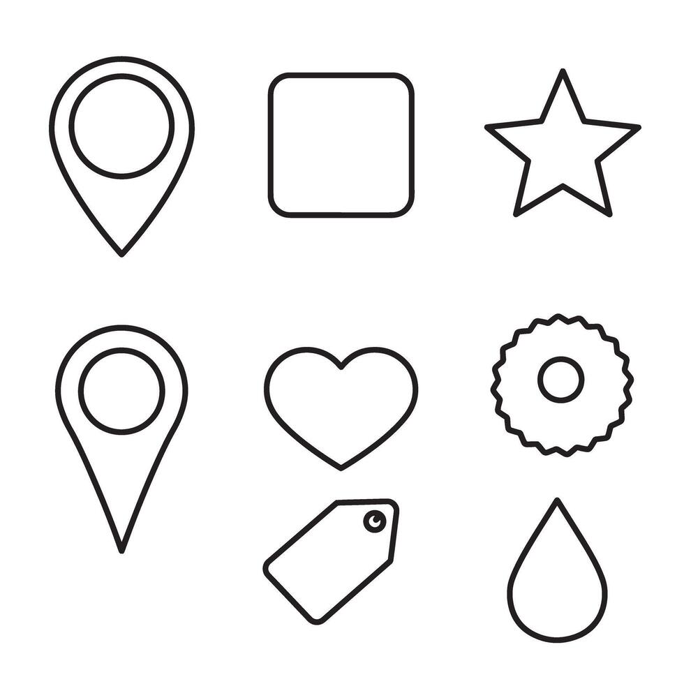 Collection of simple outlined shapes perfect for icons and web design elements vector