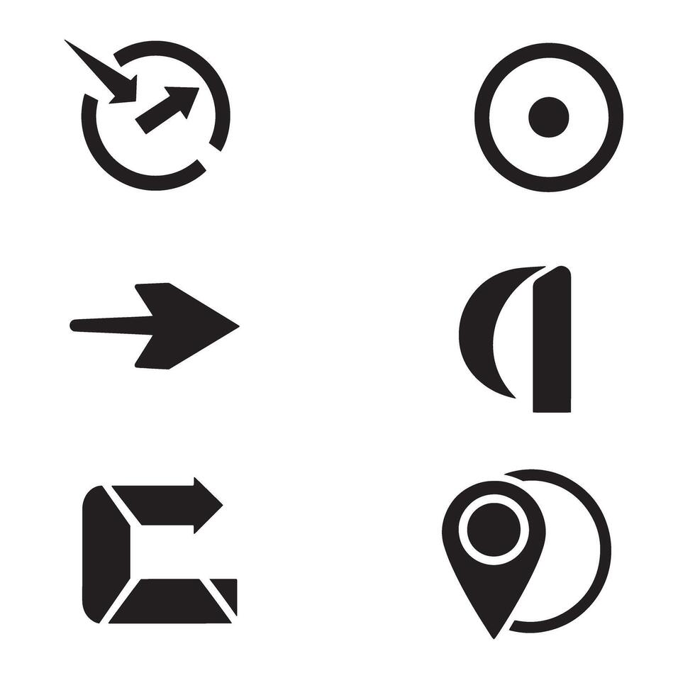 Collection of modern business and communication icons in simple minimalist silhouette style vector