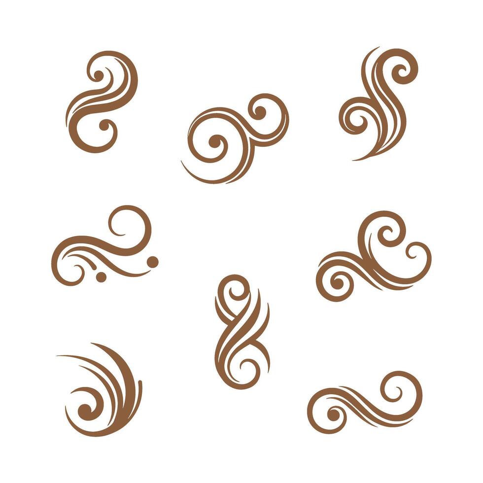 Elegant collection of decorative swirls and flourishes silhouette elements on white background vector