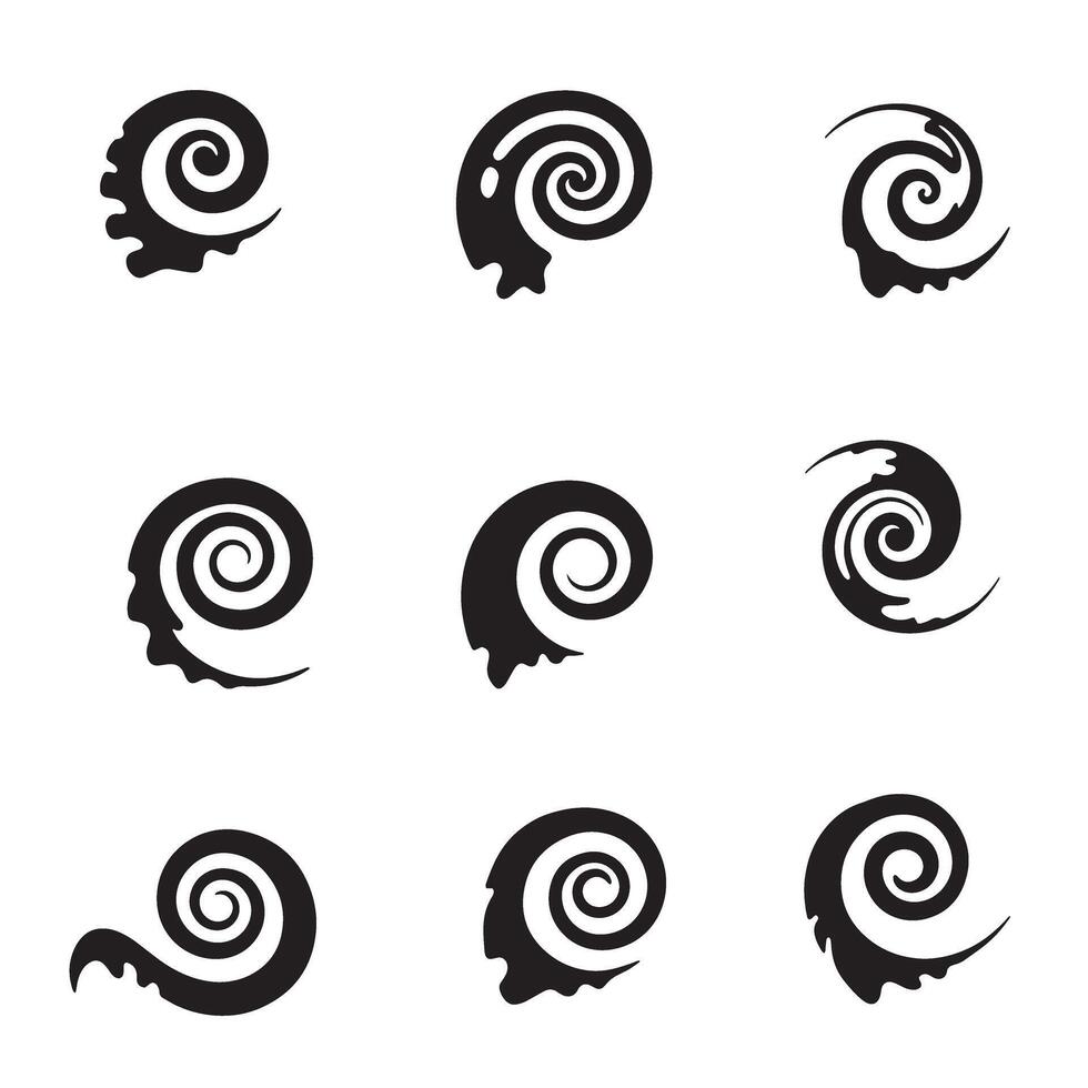 Elegant black silhouette swirls and spirals design elements for modern graphic designs vector
