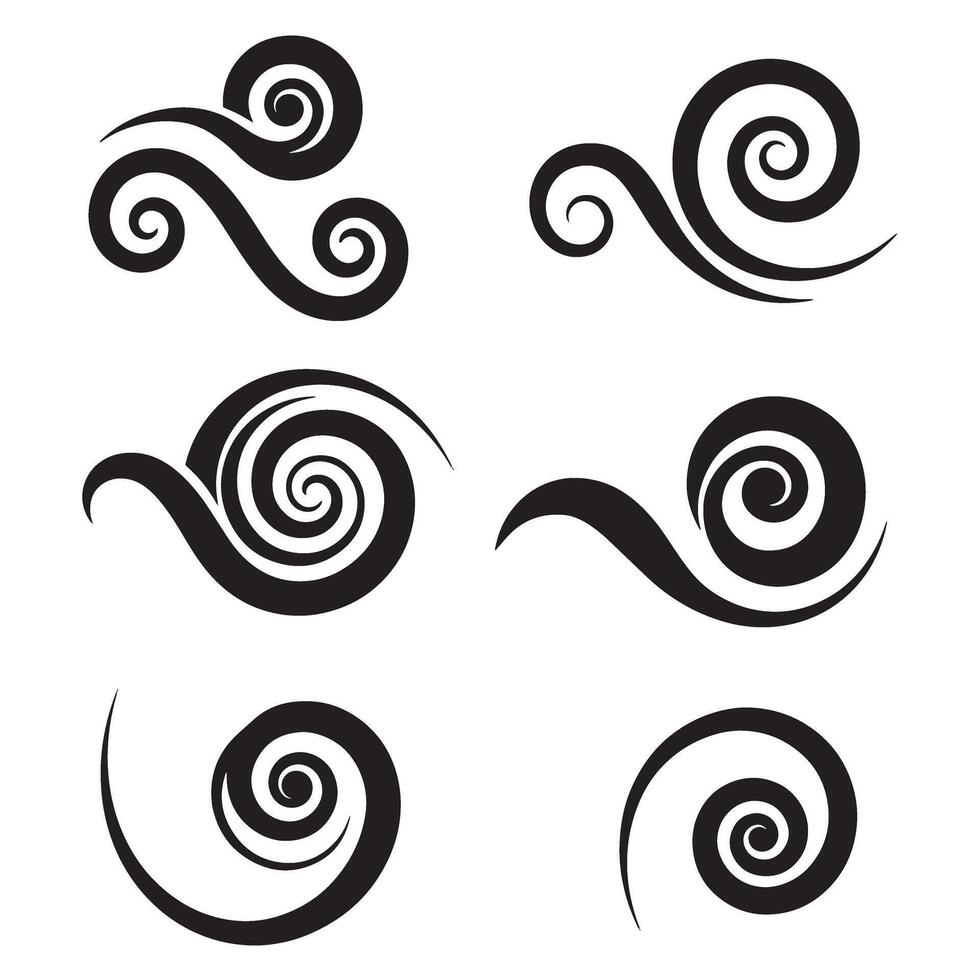graphic featuring elegant swirl and curl silhouette design elements vector