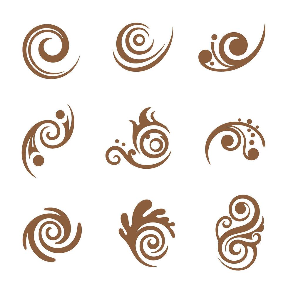 Decorative swirls and scrolls set with elegant and silhouette brown design elements vector