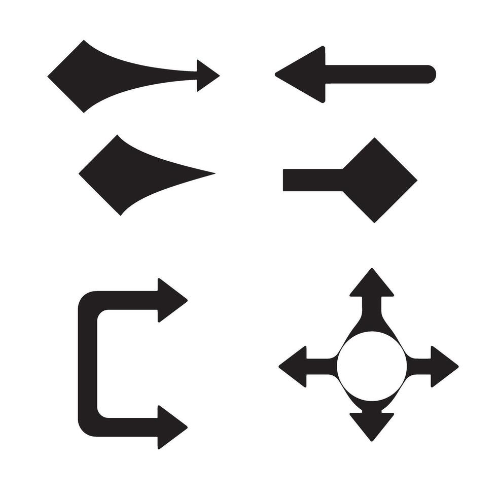 A collection of black silhouette arrows pointing in different directions isolated on white background vector