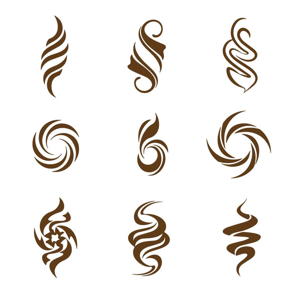 Abstract silhouette design elements in brown color for branding and decorative purposes vector
