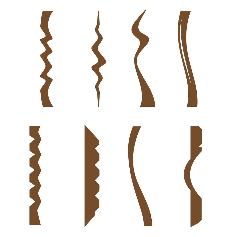 Set of decorative brown silhouette border and edge design elements for creative digital projects vector