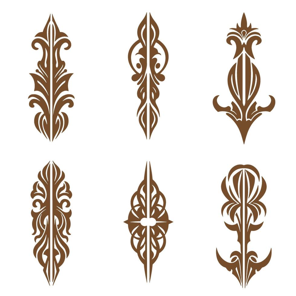 Elegant decorative floral ornament silhouette design elements for artistic creative projects vector