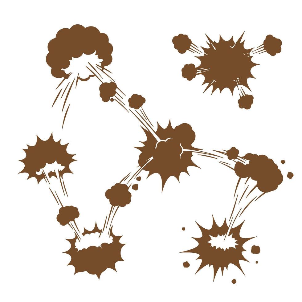 Comic book style explosions and impact silhouettes isolated on white background vector