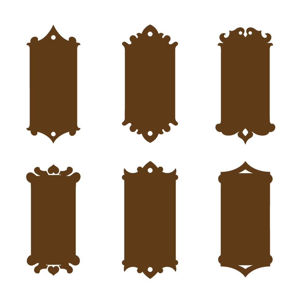 Decorative brown silhouette frame templates for design projects and artistic decoration vector