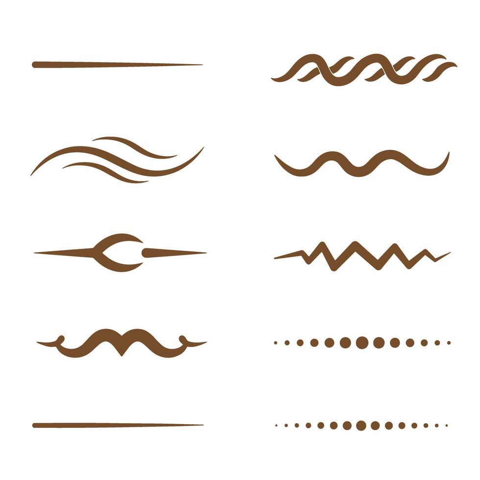 Decorative silhouette elements set of brown lines and design dividers for various creative applications vector
