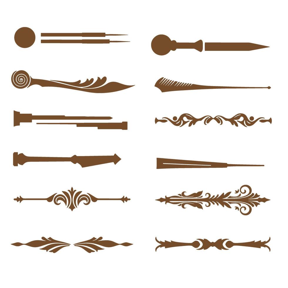 Set of elegant decorative silhouettes for design and embellishment in vintage and classic styles vector