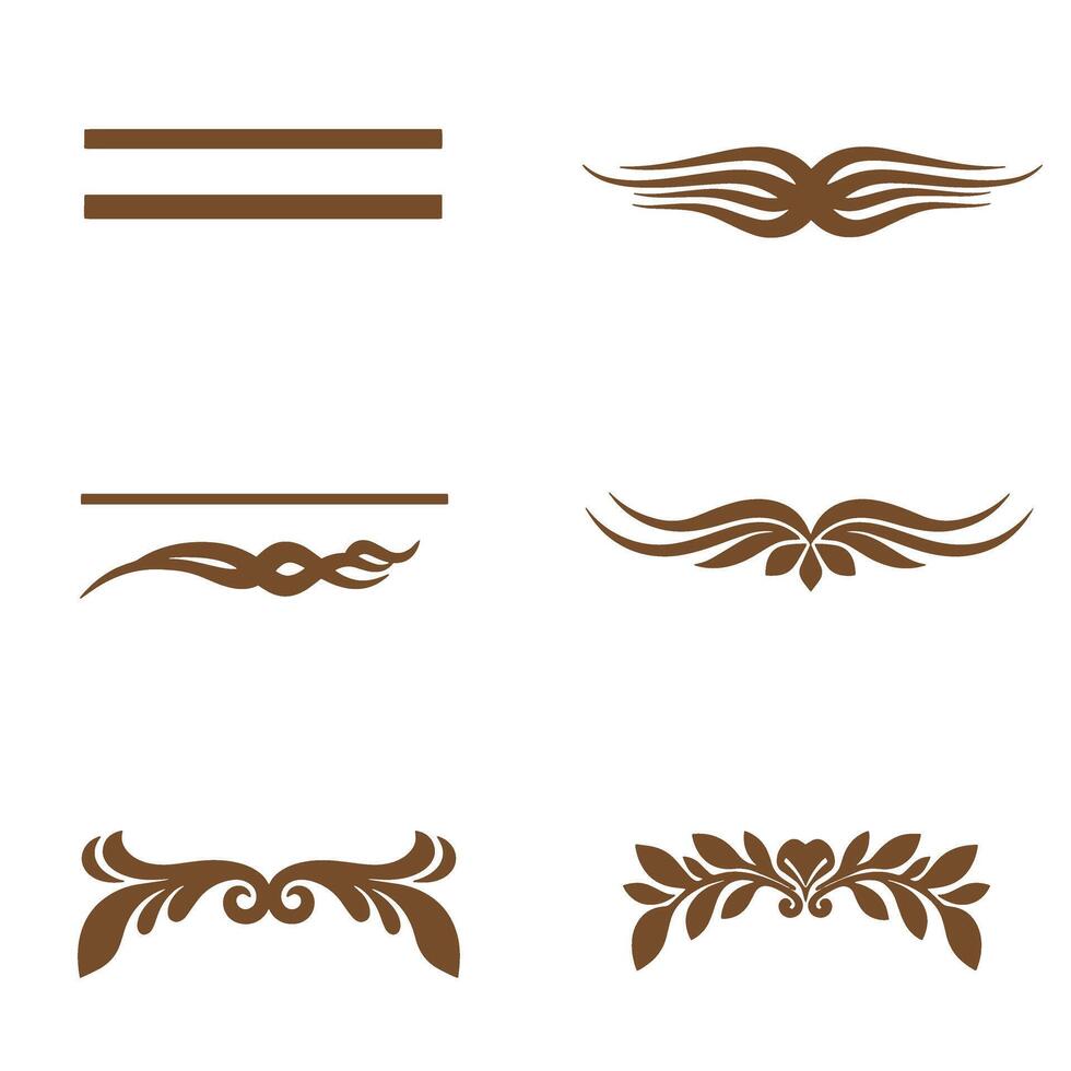 Decorative brown silhouette design elements for elegant graphic projects vector
