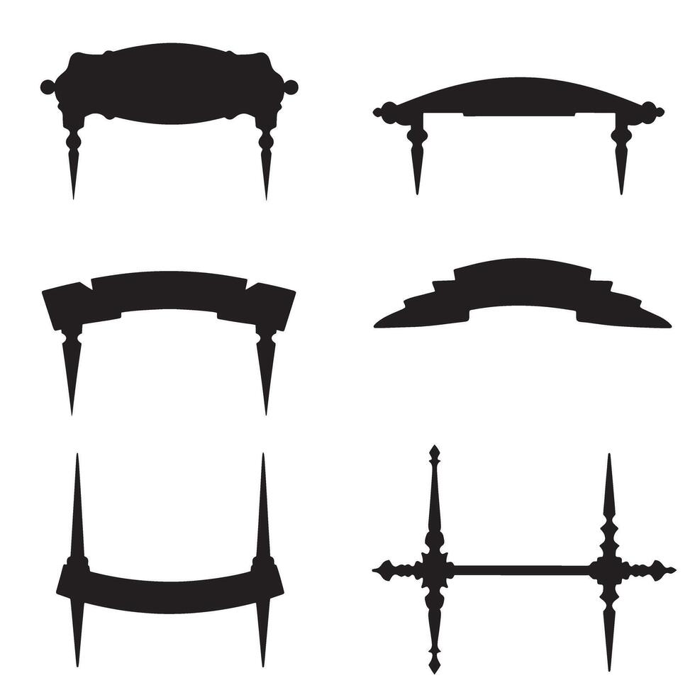 Decorative banner and frame silhouettes in black providing versatile design elements for various creative projects vector