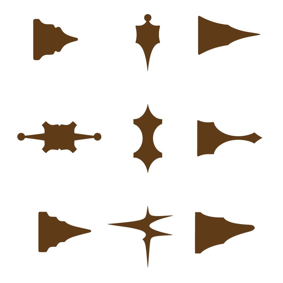 Elegant brown silhouettes of decorative design elements for creative projects vector