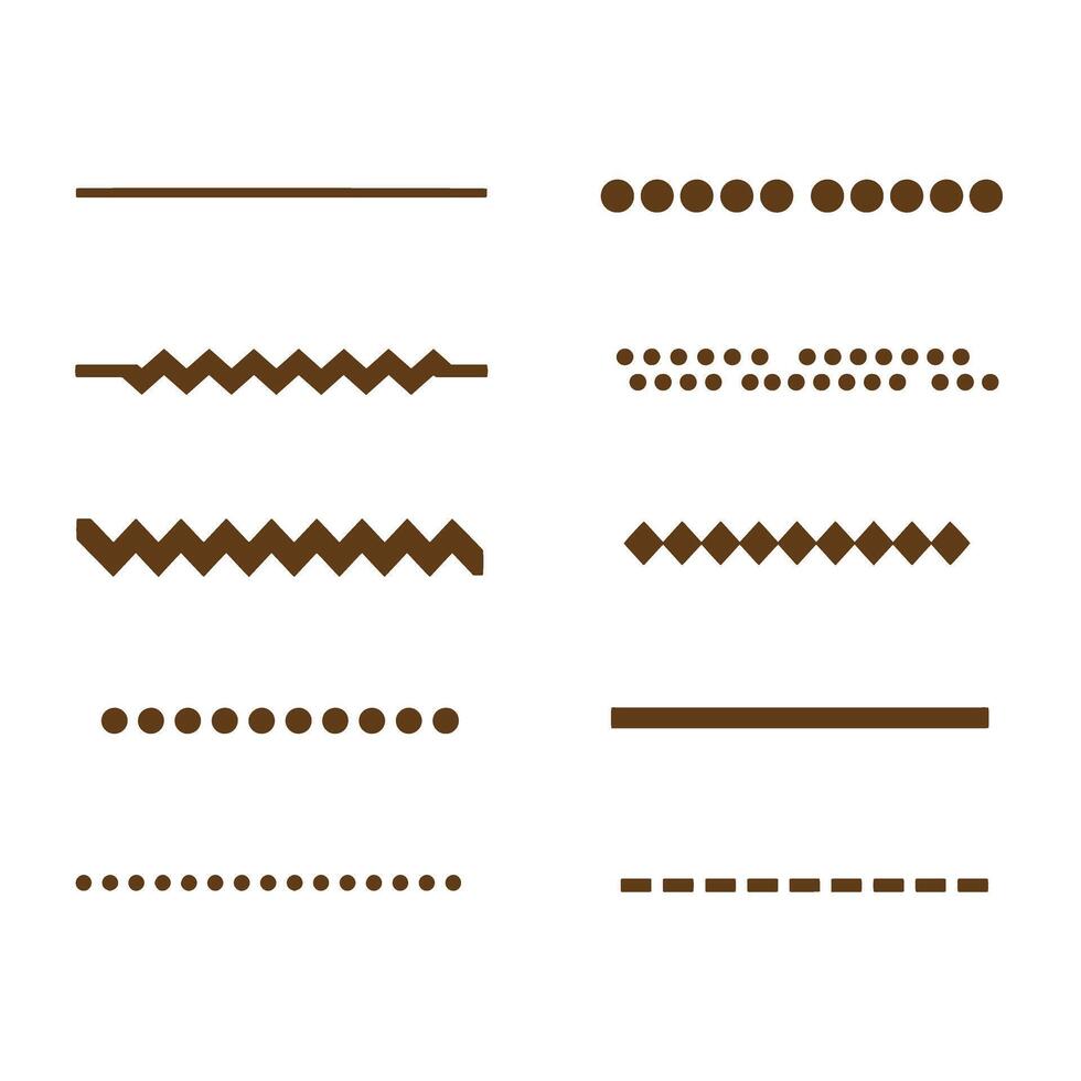 Decorative graphic design elements set of brown line divider shapes for design projects vector