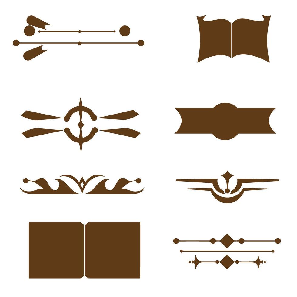 Brown decorative silhouette elements for design and embellishment vector